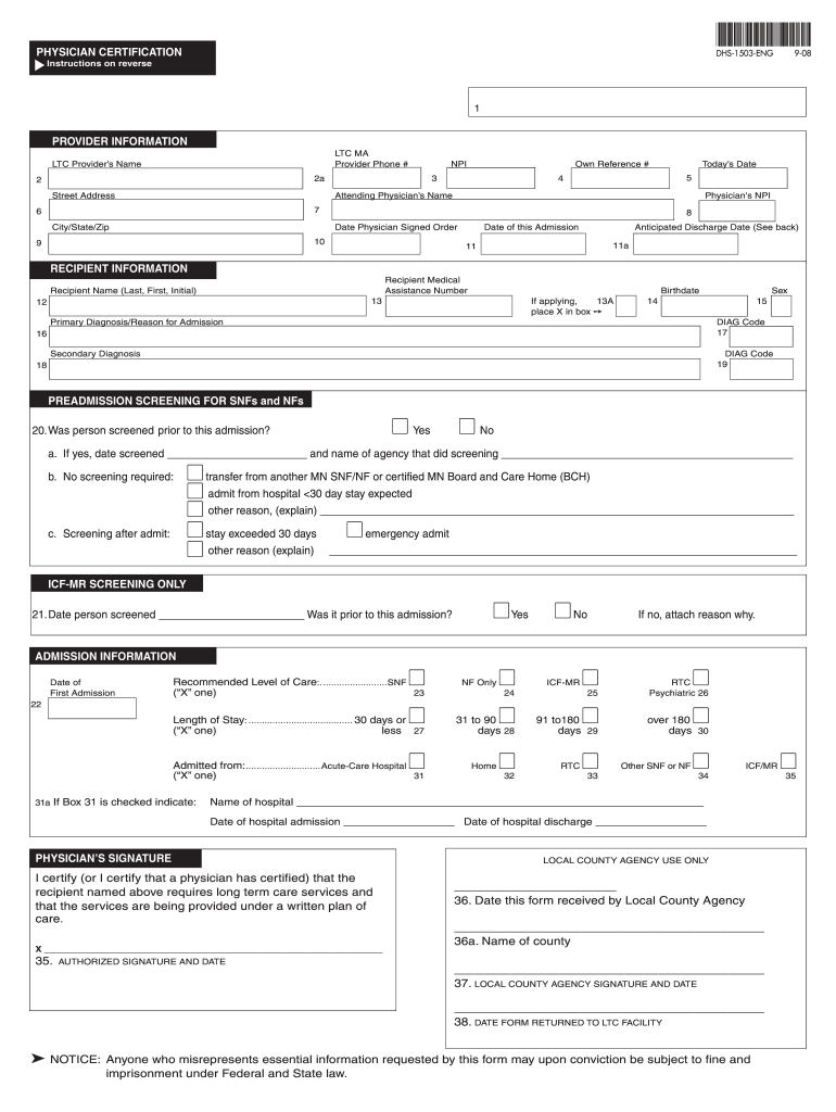 Get and Sign Dhs 1503 2008-2022 Form
