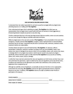 Dog Daycare Waiver  Form