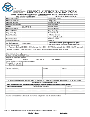 Service Authorization  Form