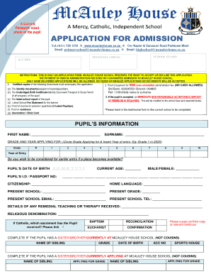 Mcauley House Application Form
