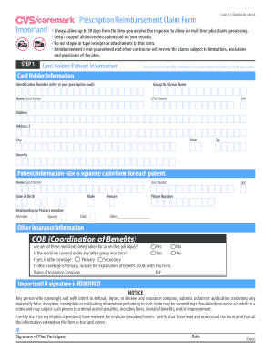 CVS Caremark Prescription Reimbursement Claim Form CVS Caremark Prescription Reimbursement Claim Form