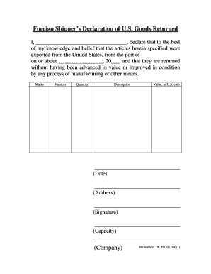 Foreign Shipper Declaration Example  Form