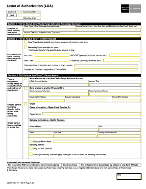  Letter of Authorization to Transfer Funds or Securities Wells Fargo 2017