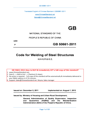 GB 50661 Code for Welding of Steel Chinese Standard GB Form