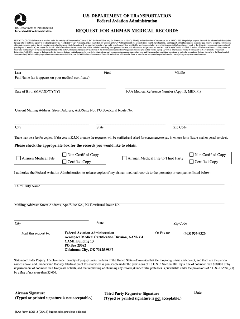 Request for Airman Medical Records  Form