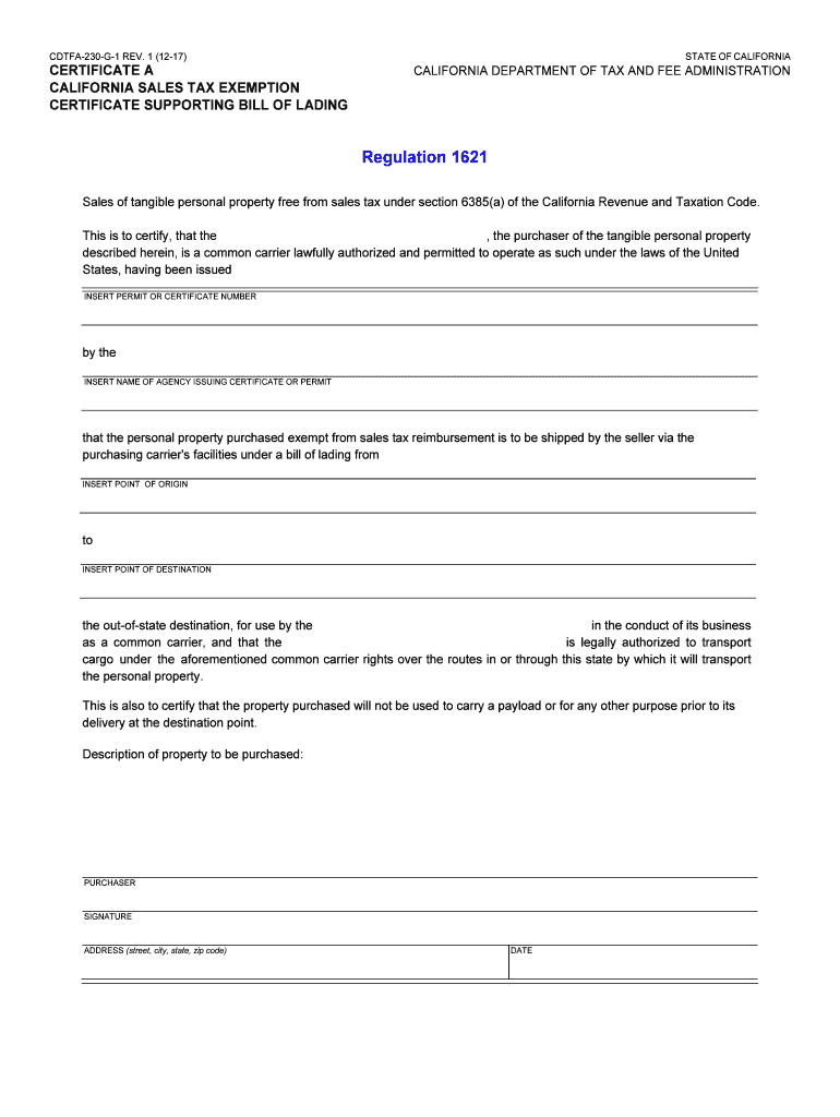 California Sales Tax Exemption Certificate  Form