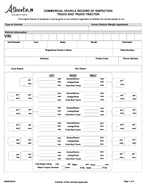  Alberta Vehicle Inspection Form 2018-2024