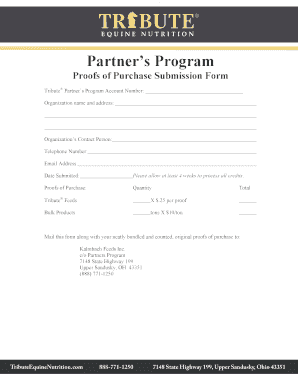 Tribute Proof of Purchase  Form