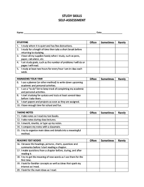 Study Skills Assessment  Form