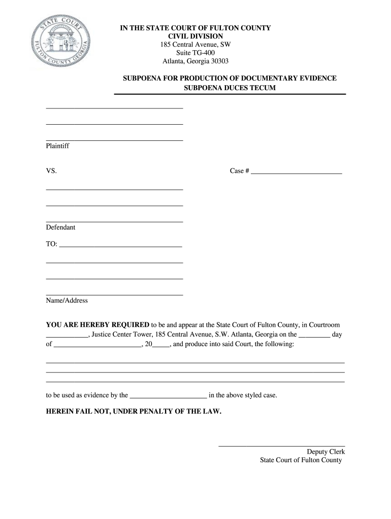 Fulton County Subpoena Form