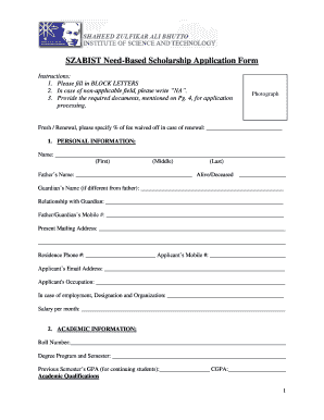 Szabist Scholarship  Form