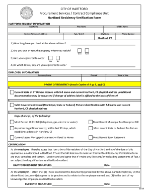 Hartford Residency Form