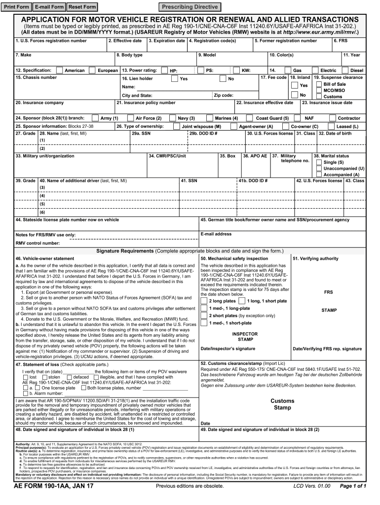  Ae Form 190 Aa 2019-2024