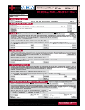 Electrical Installation Certificate PDF  Form