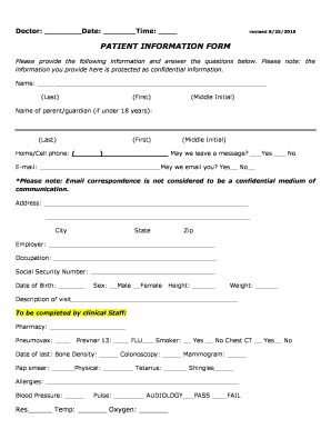 PATIENT INFORMATION FORM Family Doctors in