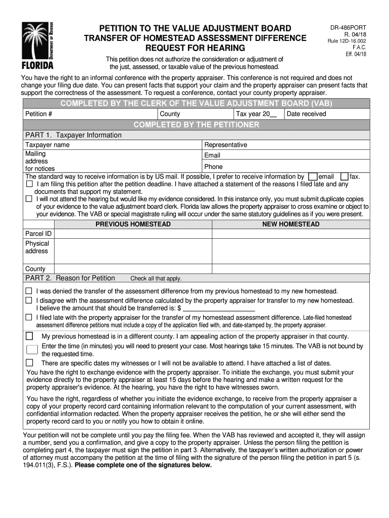  Dr 486port Form 2018