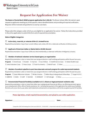 Request for Application Fee Waiver Brown School  Form
