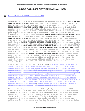 Linde H30d Manual PDF  Form