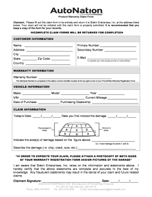 Siskin Warranty  Form