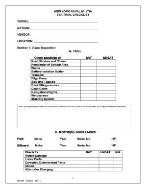 Sea Trial Checklist PDF  Form