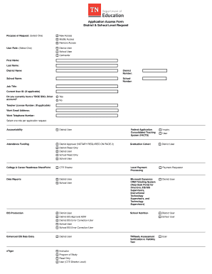 Application Access Form District & School Level Request TN Gov