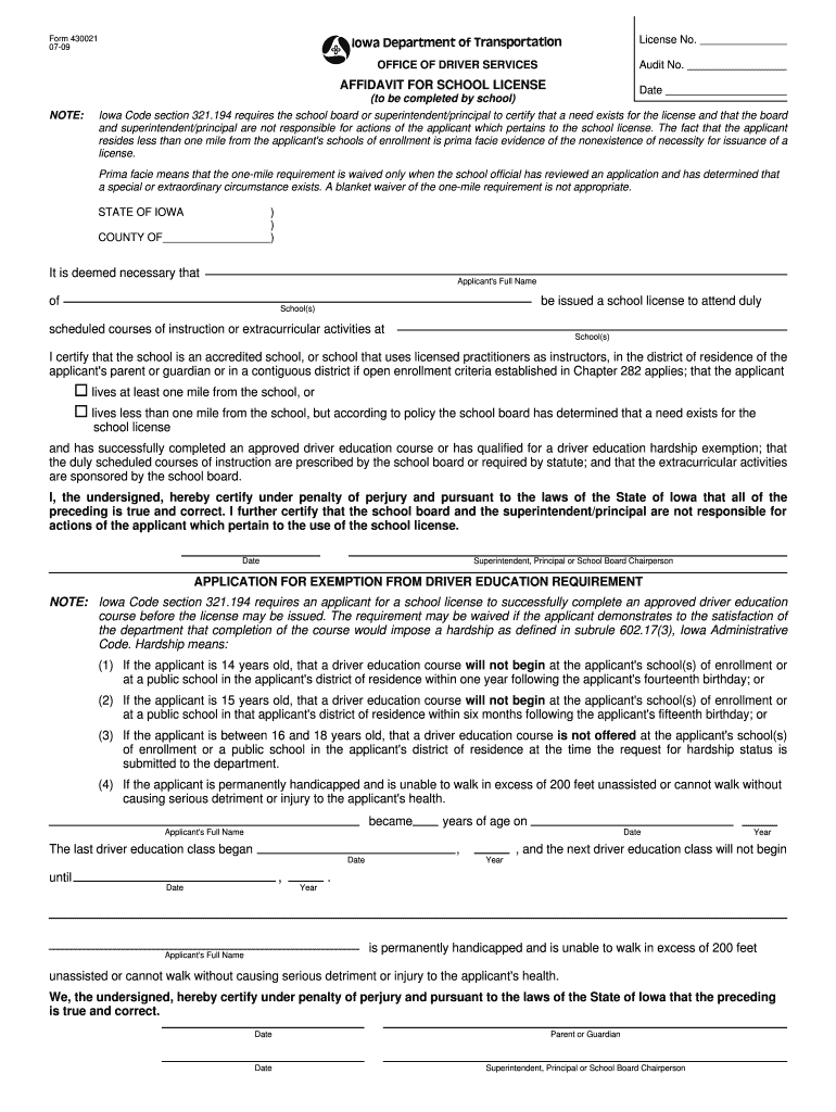 Get and Sign IA DoT 430021 2009-2022 Form