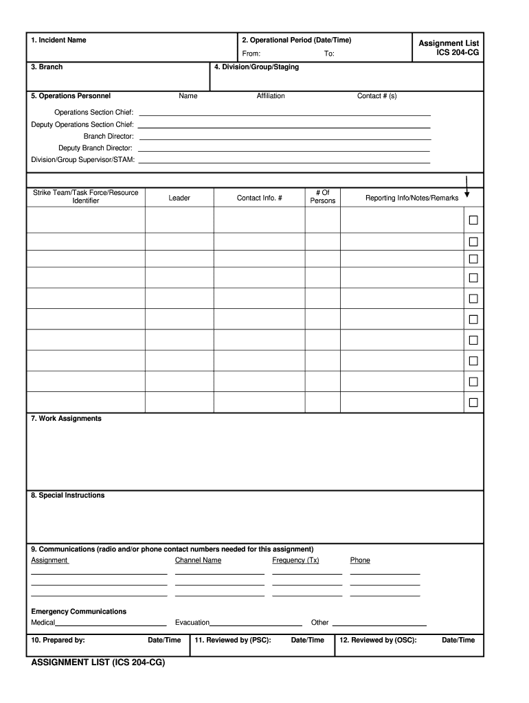 ICS 204 CG  Form