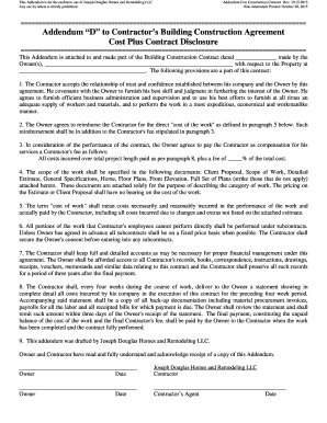 Addendum D Cost Plus Contract 10 15 DOC  Form