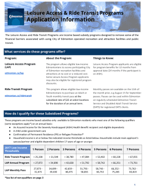 Leisure Access and Ride Transit Program Application Form