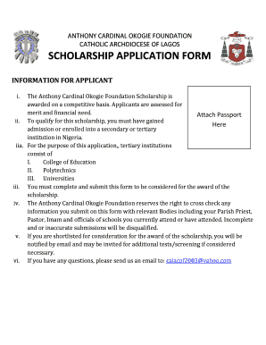 Okon Okon Foundation Award Scholarship to Sociology Anthropology  Form