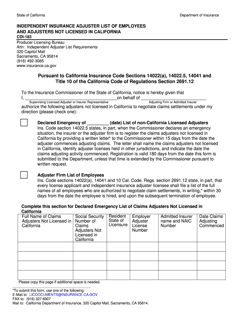 Form LIC 446 2 California Department of Insurance State of