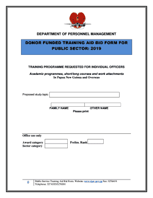 Dpm Training Bid Form