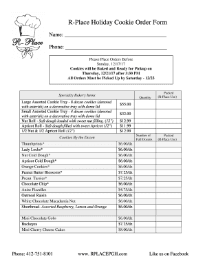  Christmas Cookie Order Form 2017