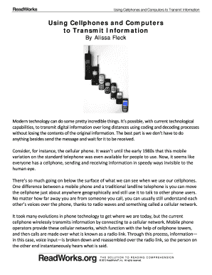 Using Cellphones and Computers to Transmit Information Readworks Answer Key PDF