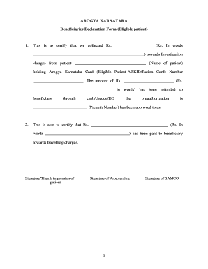 Arogya Karnataka Application Form PDF