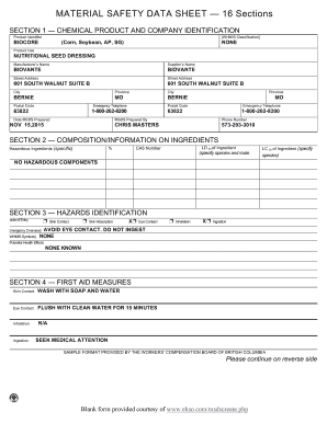 MATERIAL SAFETY DATA SHEET 16 Sections Biovante  Form