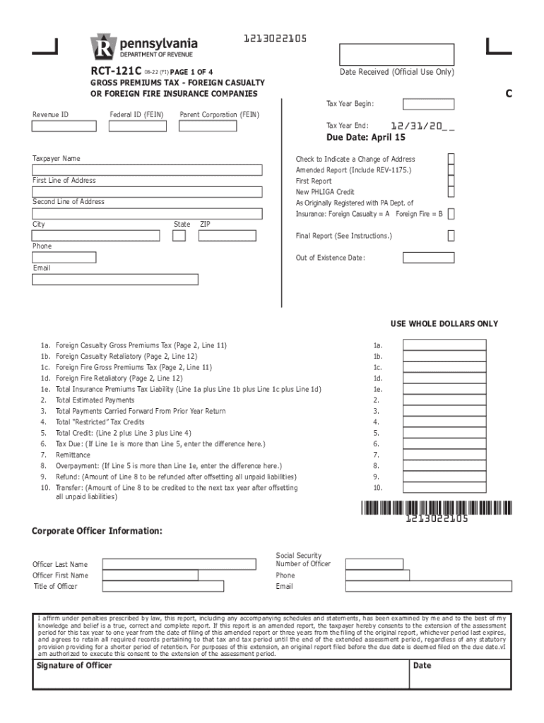  PA DoR RCT 121C Form 2022-2024