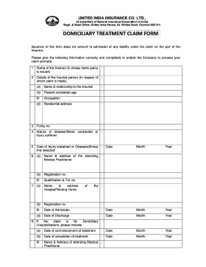 Domiciliary Treatment Claim Form Paramount Health Services