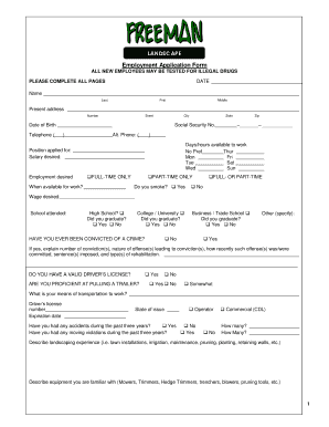 Employment Application  Form