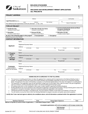 Building Permit Application Saskatoon  Form