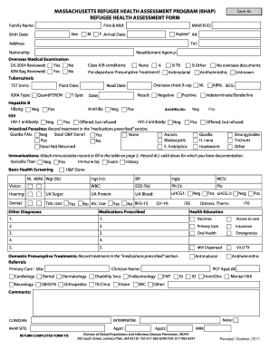 Rhap Refugee Health Assessment Form