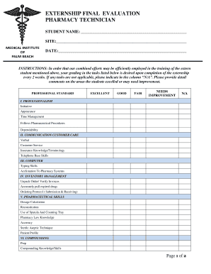 Pharmacy Technician Evaluation Form
