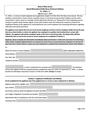 Nj Misconduct Disclosure Release  Form