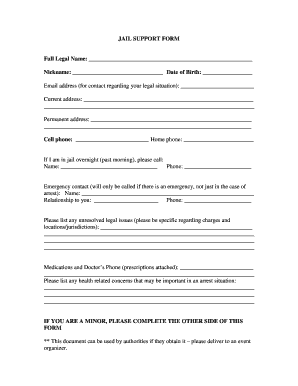 Jail Support Form