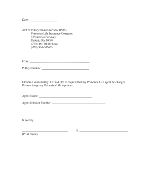 Primerica Policy Owner Services  Form