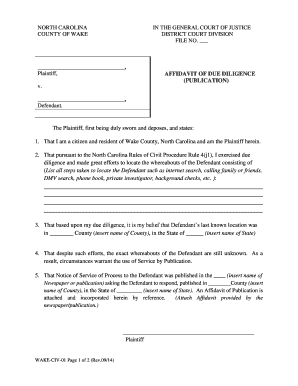 Affidavit of Due Diligence Form