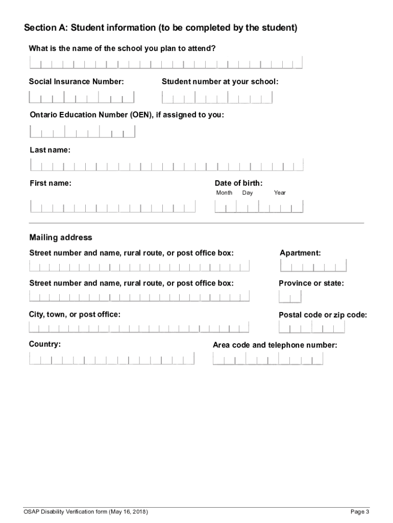 Osap Disability Verification Form