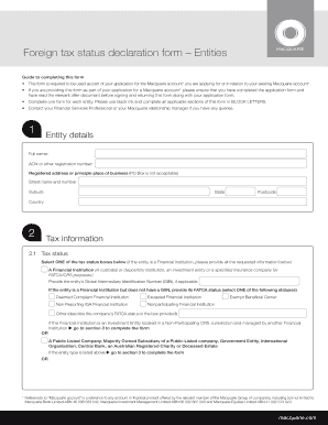  Foreign Tax Status Declaration Form Entities 1 2 Macquarie 2018-2024