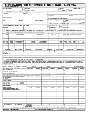  Csio Alberta Application for Automobile Insurance 1996-2024