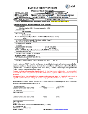  PAYMENT DIRECTION FORM Please Circle All that ATT Com 2017